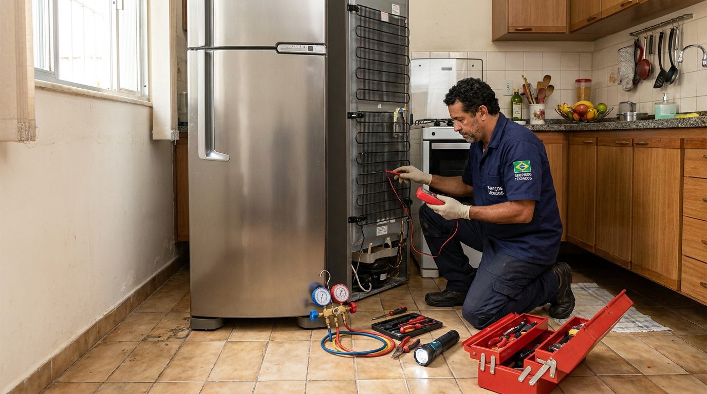 Técnico de conserto de geladeira em residência em Volta Redonda‑RJ